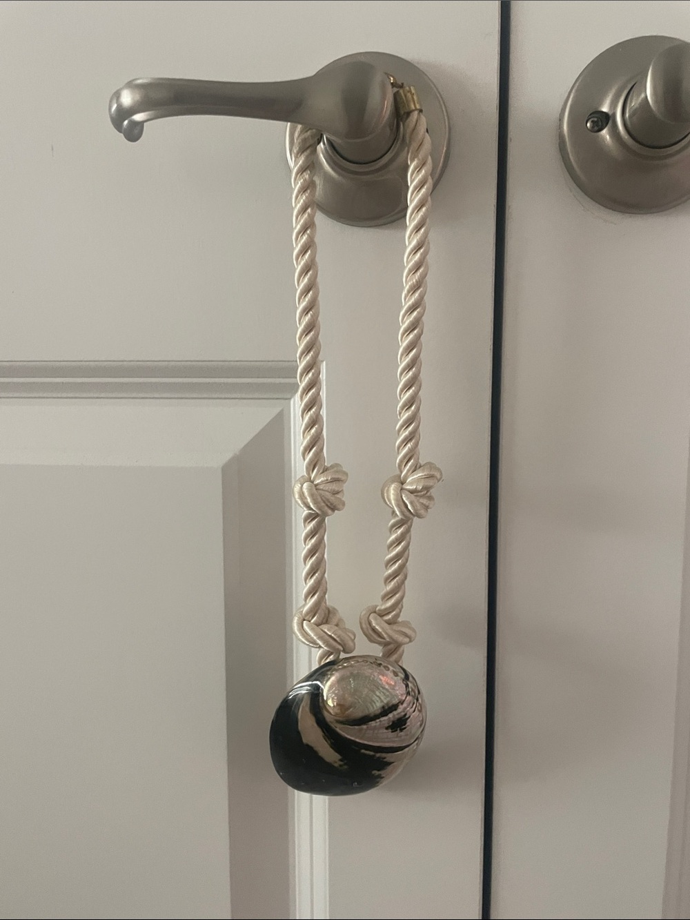 Ivory Rope Tassel with Black-and-Cream shell